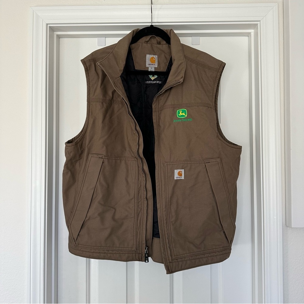 Extra Large Men’s Carhartt Brown Vest with John Deere Logo XL